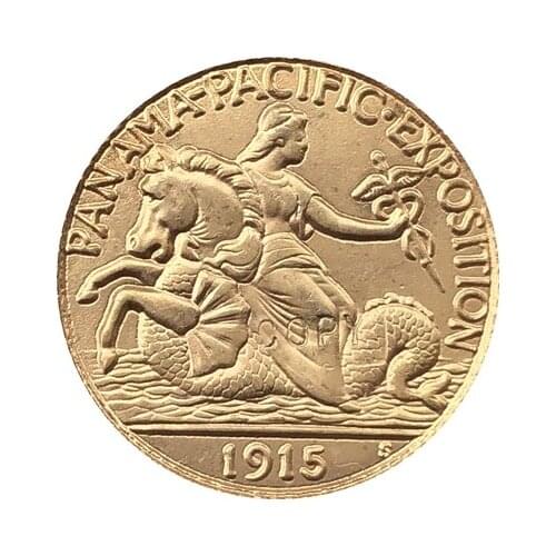 24-K Gola-Plated USA 1915 2 1/2 Dollars Francs coin copy