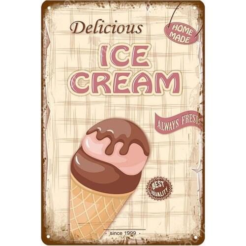 Colorful Delicious Ice Cream Painting Poster Wall Art Home Kitchen Shop Decor Vintage Iron Plaque Metal Tin Signs