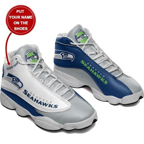 Seahawks Lace-up Sneakers Athletic Running Walking Tennis Shoes Ankle Boots for Men Boys, Customize Your Name