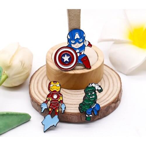Marvel Character Captain America Iron Man Hulk Metal Enamel Pin Badge Brooch Hat Bag Collar Fashion Jewelry Gifts