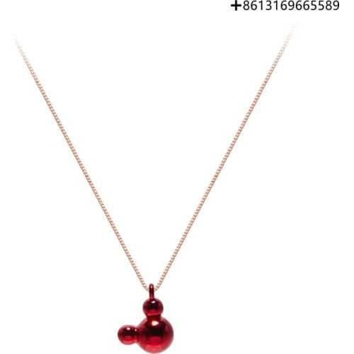 Fashionable 925 mitch necklace female collarbone chain lovely fun red luck pendant female rat year gift