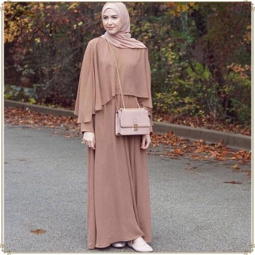 Muslim Dress Arab Abaya Women Cloak Fake Two Piece Kaftan Robe Kimono Eid Ramadan Islamic Worship Service Dresses Ethnic Costume