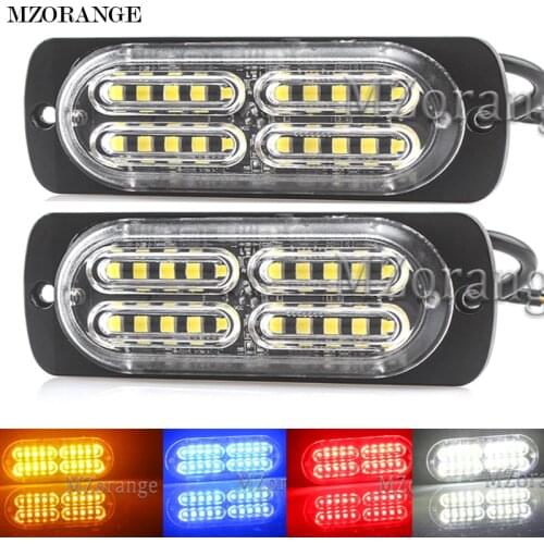 MZORANGE Ultra-thin Emergency Side Strobe Warning Flashing Light High Power Waterproof 12V-24V 20 LED Car Truck Motorcycle