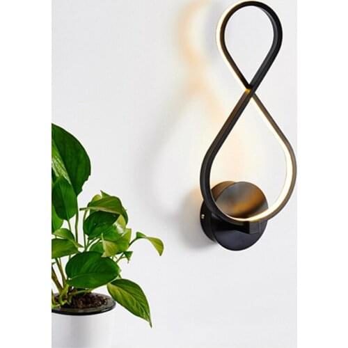 8-shaped LED Black/White Wall Lamps Nordic Bedside light fixturesDecorated Living Room Corridor Restaurant bedroom lamp