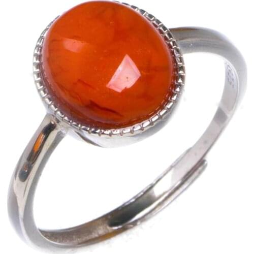 Natural Nanjiang Red Agate Opening Handmade 925 Sterling Silver Ring 8.5 D1065
