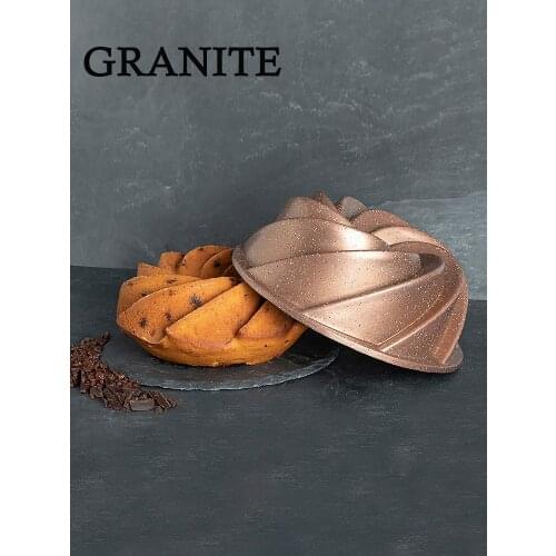 2021 New Granite Flower Shape Cake Mold Large Spiral Food Grade Bakeware Baking Tools 3D Bread Pastry Mould DIY Birthday Bundt