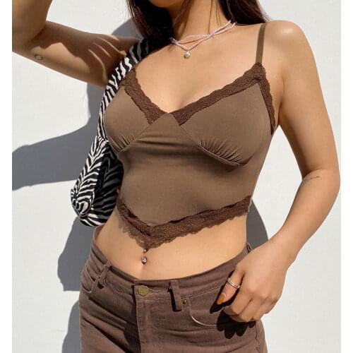 2021 new lace side camisole female outer wear trend slim slimming hot girl top clothes female y2k tops crop top tops for women