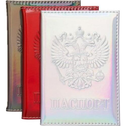 New Bright Fashion Russia Passport Covers Holder Women PU Leather ID Bank Credit Card Case Business Travel Wallet For Men