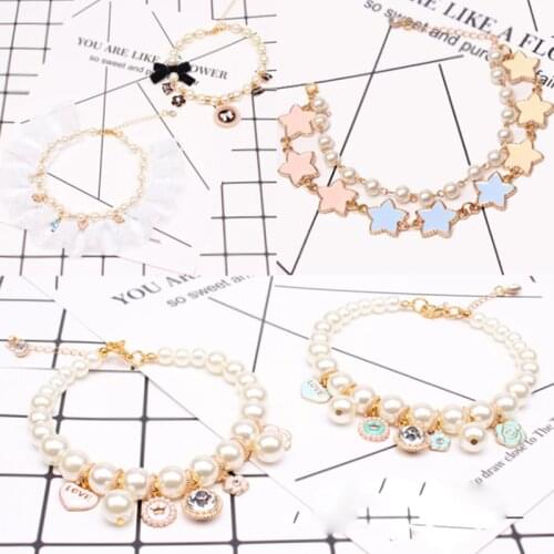 New Personalized Pet Pearl Necklace Small and Medium-sized Dogs and Cats Adjustable High-end Jewelry Collars Pet Products