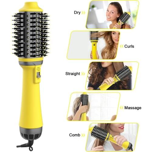 New One Step Hair Dryer And Volumizer Hot Air Brush Hair Straightener & Curling Brush Hair Styling Tools Dual Voltage 110-220V