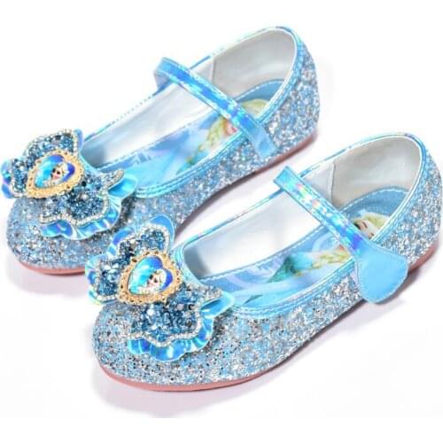 Disney Girls Shoes Bling Wedding Shoes Baby Girl Princess Elsa Shoes Kids Flats Frozen Toddlers Flats Anti-skid Dance shoes