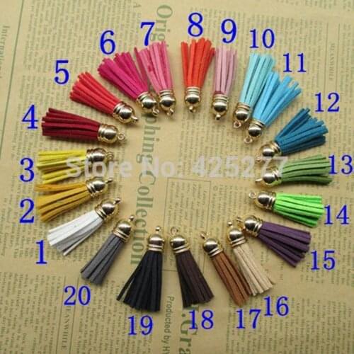 Wholesales:200Pcs/bag 35mm multicolor optional Leather Tassels charms pendant, Ideal Accessories for DIY projects 020006003
