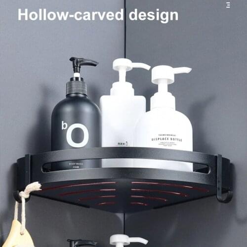 Bathroom Shelf Organizer With Hook Wall-Free Punching Shower Storage Rack Toilet Vanity Stainless Steel kitchen Accessoriees