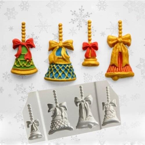 Christmas Bells Molds Fondant Cakes Decorating Tools Silicone Molds Sugarcrafts Chocolate Baking Tools For Cakes Gumpaste Form