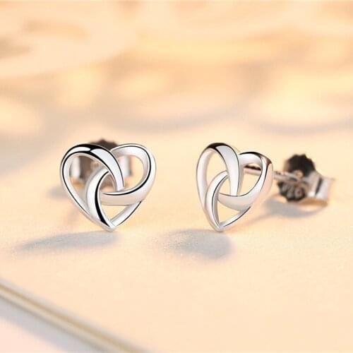 Silver Color Simple Cross Love Heart Earring Fashion Women Handmade Popular Earrings for Women Girl Party Best Gifts Jewelry