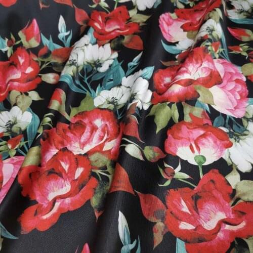 Full Flower Dress Chiffon Glossy Twill Fabric Skirt Hijab Fabric Craft DIY Material 1 Yard