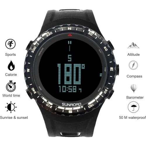 Sunroad Fr801 Sports Watch Waterproof Pedometer Calorie Counter Thermometer Barometer Altimeter Digital Compass