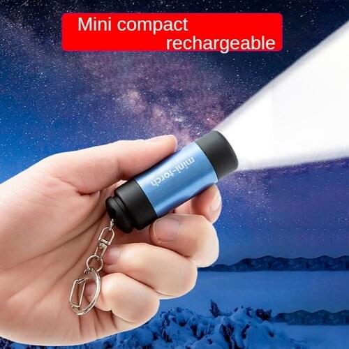 LED Mini Flashlight Portable Torch Outdoors Key Chain Waterproof Built-in Battery USB Rechargeable Hiking Camping Hiking New