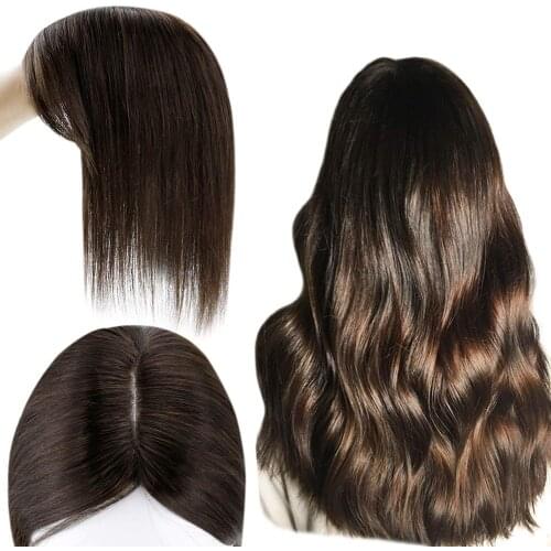 Ugeat Hair Toppers for Women with Thinning Hair Size 6.5*2.25Inch Mono Hair Pieces Human Hair Pure Color Clip in Hair Wiglets