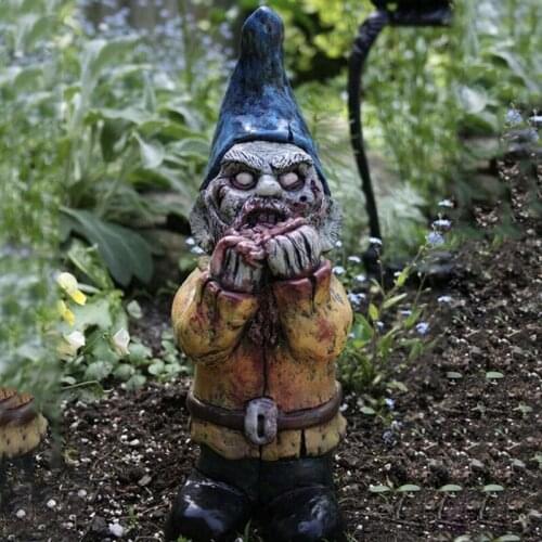 Horror Gnome Resin Ornaments Garden Gnome Statue Tricky Dwarf Zombie Figurine Decoration for Home Garden Patio Decor