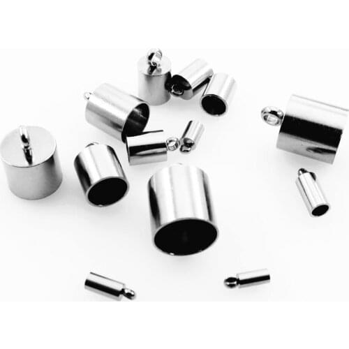 Inner Hole Diameter 1.5/2/2.5/3/4/5/6/7/8/9/10mm Stainless Steel End Caps Cords Hide Rope Buckle DIY Jewelry Accessories