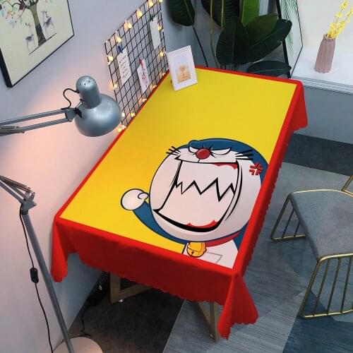 Japan Anime Doraemon Tablecloth Cute Decorative Waterproof for Rectangular Dining Desk 120x120cm Table Cover Christmas for Home