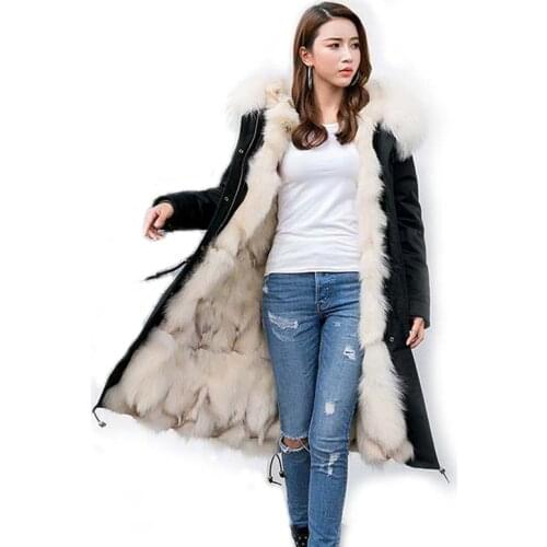2020 Winter Jacket Women X-Long Parka Real Fox Fur Collar Hood Natural Fox Fur Liner Thick Warm Parkas Streetwear Luxury