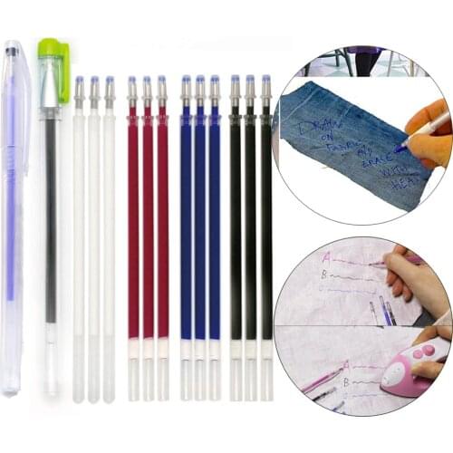 10/20Pcs High Temperature Disappearing Fabric Marker Refills with 1/4pcs Heat Erase Pen Case for Making Fabric PU Leather Sewing