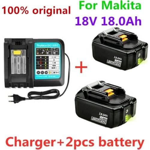 18V18Ah Rechargeable Battery 18000mah Li-Ion Battery Replacement Power Battery for MAKITA BL1880 BL1860 BL1830battery+3A Charger