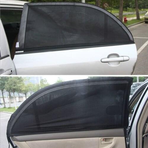 2pcs Summer UV Protection Car Front Rear Side Window Sun Shade Anti-mosquito Car Sunshade Net Mesh Curtain
