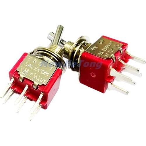 2pcs T80-T Locking Toggle Switch ON ON 3A/250V 5A/125V 6mm 6PIN 2 Position Switches Stitch Pin