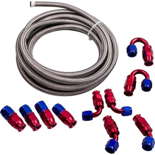 20FT/6M AN-6 AN6 Stainless Steel PTFE Fuel Line Fitting Hose End Swivel Kit