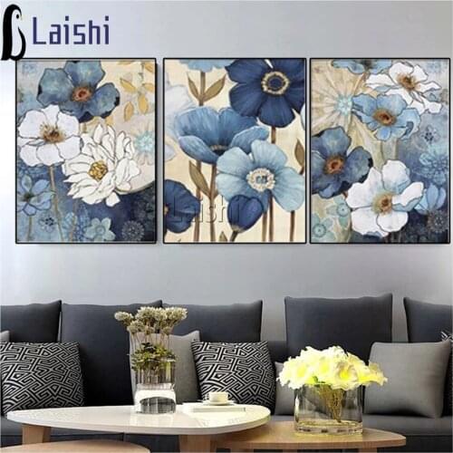 3pcs Restaurant Flower Diy Diamond Painting Classical style Full Square Round Cross Stitch Still Life Diamond Embroidery Flowers