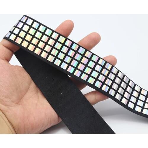 4cm width Laser Sheet Check Elastic Band Elastic Pants Bandwidth Elastic Belt Accessories