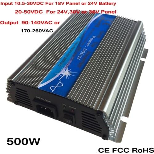 500W Grid Tie Inverter MPPT Function 10.5-30VDC 20-50VDC input 110V 230VAC Micro Grid Tie Pure Sine Wave Inverter to 110V 220V