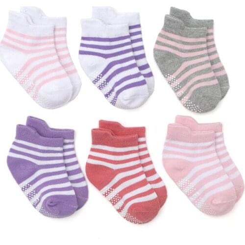 6Pair/Set Kids Baby Girl Socks Anti-slip Baby Boy Socks Elastic Knit Cotton Socks