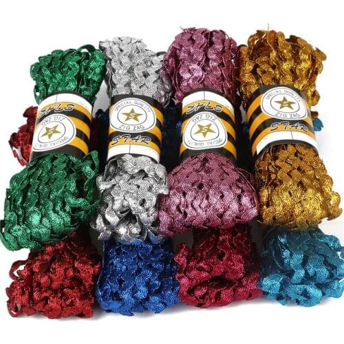 8mm 15 yards Metal color Polyester Wave Lace Arts Crafts Sewing DIY Apparel Sewing Fabric Lace Hair Bow Wedding Party Decoration