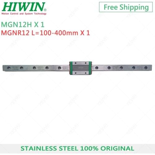 Free Shipping HIWIN MGN12 Linear Rail 200mm 250mm 280mm 300mm 350mm 400mm with MGN12H Long Slide Block for CNC kit