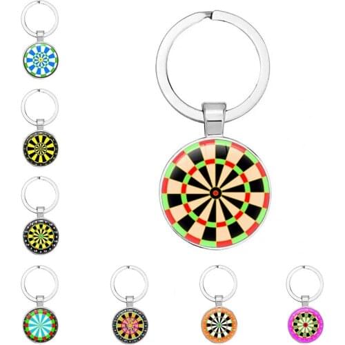 2021 Personality Darts Target Keychain Keyring Jewelry Pendant Convex Glass Jewelry Friend Gift