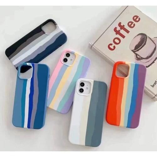 Rainbow flag Gradient Phone Case for iPhone 12 Mini 11 Pro MAX X XS MAX XR Liquid Silicone Cover For iPhone 7 8 Plus coque