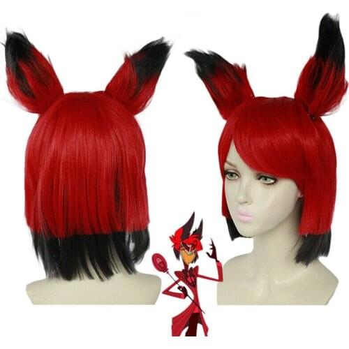 Coslive Hazbin Hotel Alaster Cosplay Wig Red With Black Hair Anime Replica Anime Costume Props Halloween For Women
