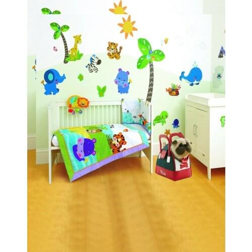 Wooden Floor Cartoon Animal Bedroom for Children Photography Backdrops Photo Props Studio Background 5x7ft