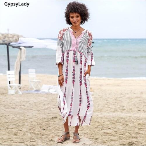 GypsyLady Floral Print Maxi Dresses for Women Boho Vintage Spring Holiday Beach Dresses Long Sleeve Tassels Sexy Ladies Dress