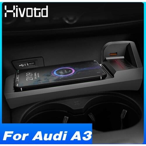 Hivotd Car Wireless Charger Pad 15W QI Interior Refit Accessories Fast Charging Smartphone Holder Plate For Audi A3 8v 2014-2021