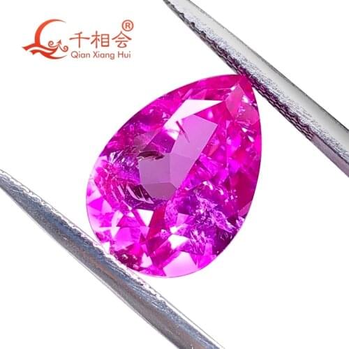 Artificial ruby 2# pink color pear shape natural cutting including minor cracks and inclusions corundum loose gem stone
