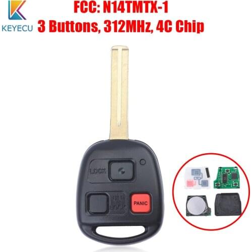 Keyecu 3 Buttons Remote Car Key Fob for Lexus RX300 1999 2000 2001 2002 2003 312MHz 4C Chip FCC: N14TMTX-1