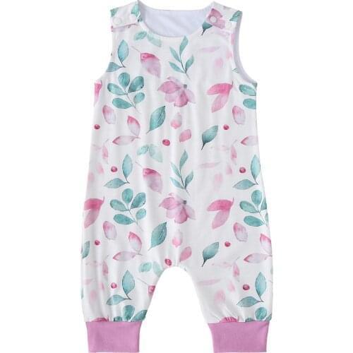 Cute Newborn Kid Baby Girls Clothes Summer Cotton Casual Leaf Print Sleeveless Rompers Elegant 0-18M Outfit