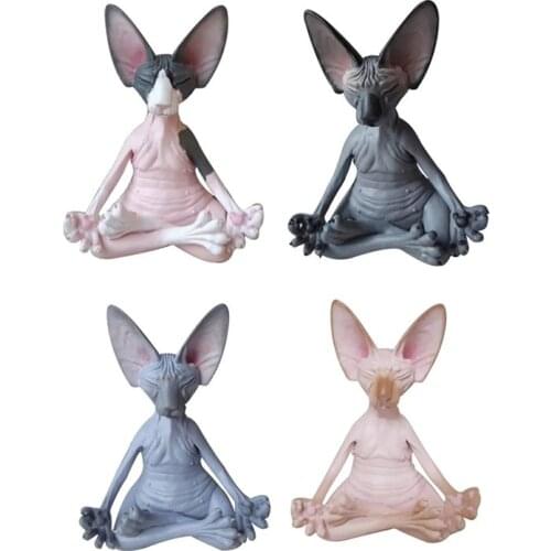 Cat Meditate Statue Collectible Figurines Miniature Decor Sphynx Desktop Decoration Animal Model Figure Home Decor Sphinx Model