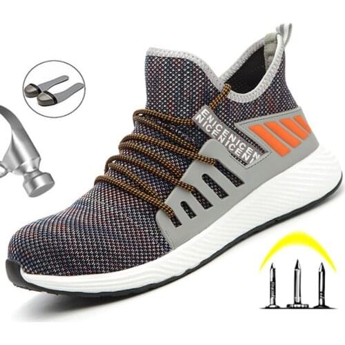 Male Indestructible Work Shoes Sneakers Men Boots Anti-puncture Safety Shoes Men Anti-smash Work Boots Steel Toe Shoes Footwear