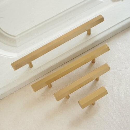 Brass Cabinet Handles Light Luxury Drawer Pulls Pure Copper Wardrobe Handle Modern Minimalism Cupboard Door Knobs Gold Knob Pul